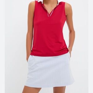 Tuckernuck TNUCK Sport Caroline Polo Red Sleeveless Top with White Collar